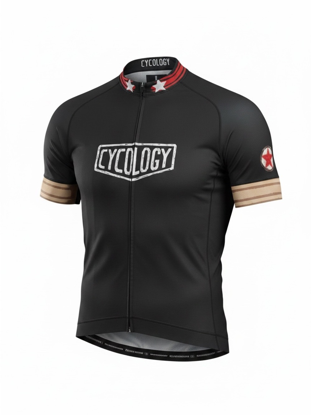 Cycology Cycling Jersey Mens L Black Full Zip Bike Shirt Train Hard Get Lucky